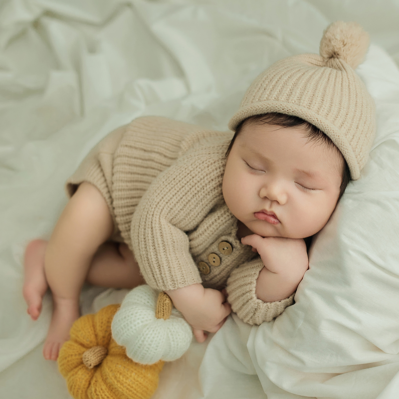 신생아 사진 의상 카키 니트 점프 슈트 모자, 수제 곰 - Infant Photography Props Outfit 리뷰 및 가격