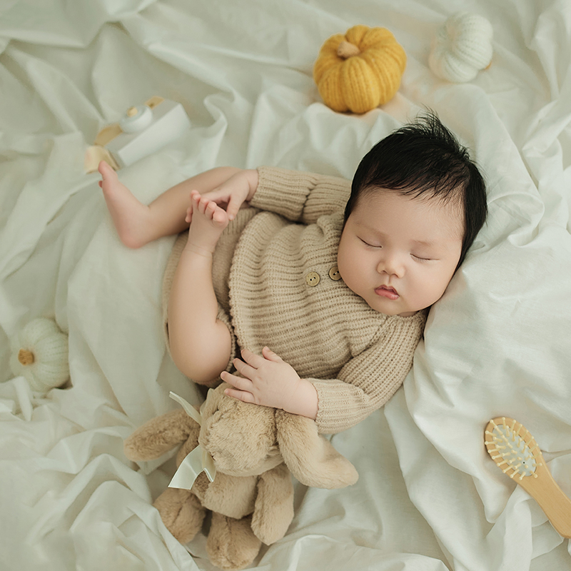 신생아 사진 의상 카키 니트 점프 슈트 모자, 수제 곰 - Infant Photography Props Outfit 리뷰 및 가격