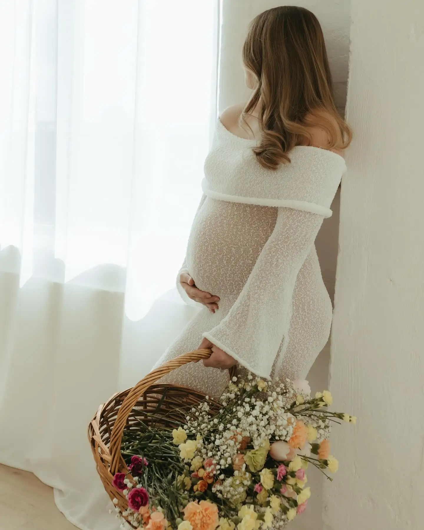 임산부 사진 촬영용 드레스, 긴 소매 니트 소재, 어깨 - Maternity Wear 리뷰 및 가격