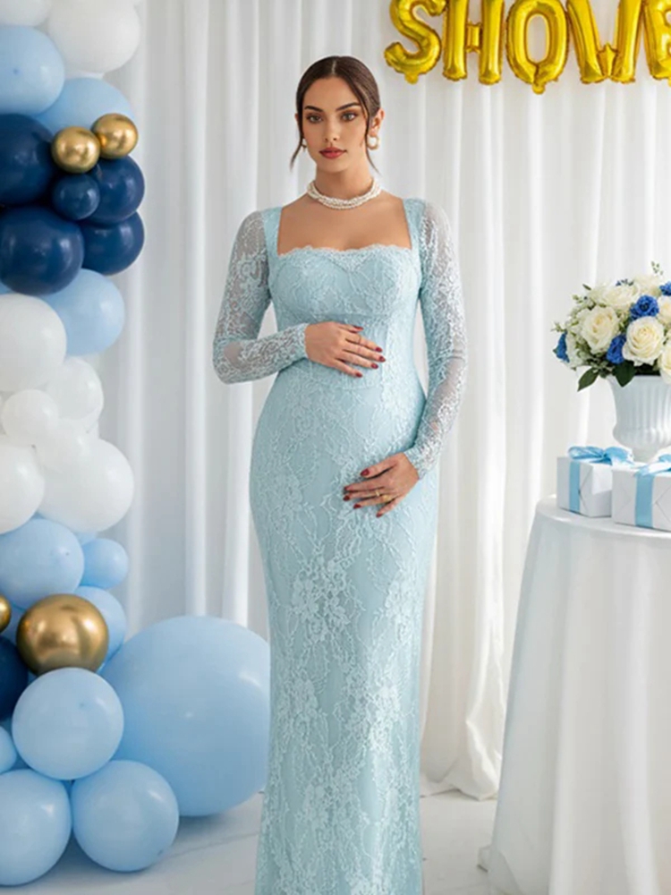 레이스 임부복 사진 촬영 드레스 긴 소매 시스루 맥시  - Maternity Wear 리뷰 및 가격